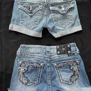 (2) Miss Me Embellished Blue Denim Shorts (2) bundle